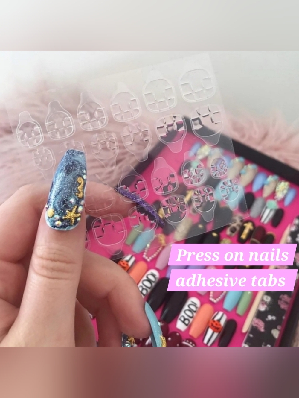 50 Sheets Press On Nails Adhesive Tabs NEW